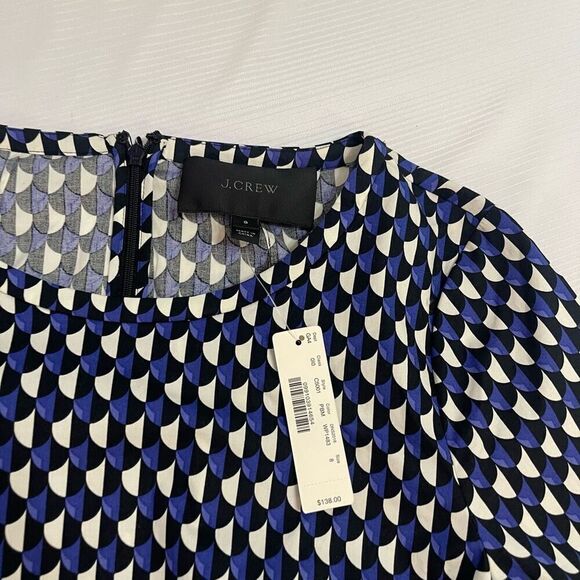 NWT J CREW Dress Women's 8 Jet Set Geo Shift Dress Retro Print Midi Purple Black - Picture 2 of 8